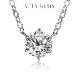 ATTAGEMS 925 Silver Necklace Pendant Round Cut 1.0ct D Color White Moissanite Pass Diamond Test for Women Elegant Necklace