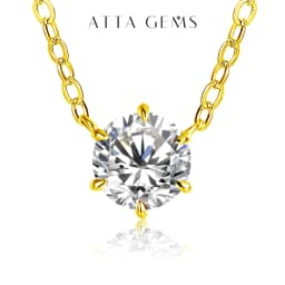 ATTAGEMS 925 Silver Necklace Pendant Round Cut 1.0ct D Color White Moissanite Pass Diamond Test for Women Elegant Necklace