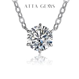 ATTAGEMS 925 Silver Necklace Pendant Round Cut 1.0ct D Color White Moissanite Pass Diamond Test for Women Elegant Necklace