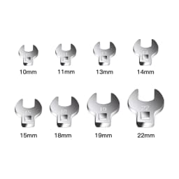 8Pcs 3/8 Inch Drive Crowfoot Wrench Set 10 to 22mm Metric/SAE Imperial Chrome Plated Crow Foot Open End Spanner Brake Wrenches