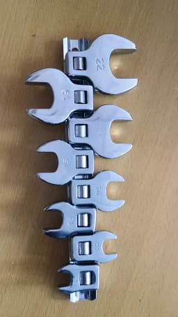 8Pcs 3/8 Inch Drive Crowfoot Wrench Set 10 to 22mm Metric/SAE Imperial Chrome Plated Crow Foot Open End Spanner Brake Wrenches
