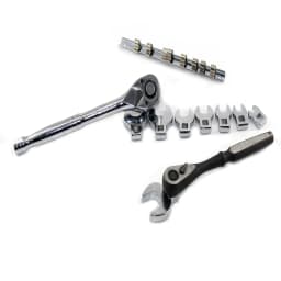 8Pcs 3/8 Inch Drive Crowfoot Wrench Set 10 to 22mm Metric/SAE Imperial Chrome Plated Crow Foot Open End Spanner Brake Wrenches