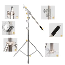 SH 2.9m Light Stand With Stainless Steel Kit Cross Arm With Weight Bag Photo Studio Accessories Extension Telescopic Rod 2.49M