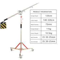 2.6M/8.5FT Stainless Steel Century Foldable Light Stand Tripod Magic Leg Photography C-Stand For Spot Light,Softbox,Photo Studio