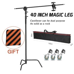 2.6M/8.5FT Stainless Steel Century Foldable Light Stand Tripod Magic Leg Photography C-Stand For Spot Light,Softbox,Photo Studio