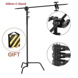 2.6M/8.5FT Stainless Steel Century Foldable Light Stand Tripod Magic Leg Photography C-Stand For Spot Light,Softbox,Photo Studio