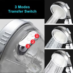 ZhangJi Bathroom 3-Function SPA Shower Head with Switch Stop Button High Pressure Anion Filter Bath Head Water Saving Shower