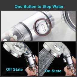 ZhangJi Bathroom 3-Function SPA Shower Head with Switch Stop Button High Pressure Anion Filter Bath Head Water Saving Shower