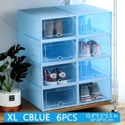 6pcs Transparent Shoe Box Shoes Organizers Plastic Thickened Foldable Dustproof Storage Box Stackable Combined Shoe Cabinet Sale