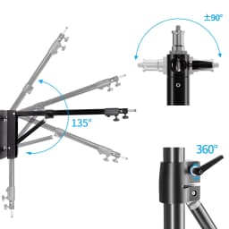 135cm/170cm Wall Mount Boom Arm for Photography Studio Softbox Video Ring Lights Max Length Horizontal and Vertical Rotatable