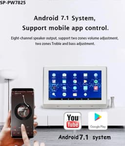 7 Inch power amplifier Bluetooth amplifier Screen Wall WiFi Touch amplifier Audio Home Theater Sound System 8X25W Music Playback
