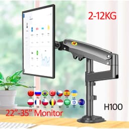 NB NEW H100 22-35' Monitor Holder Arm Gas Spring Full Motion LCD TV Mount 2-12kg Dual Arm Clamp Bracket