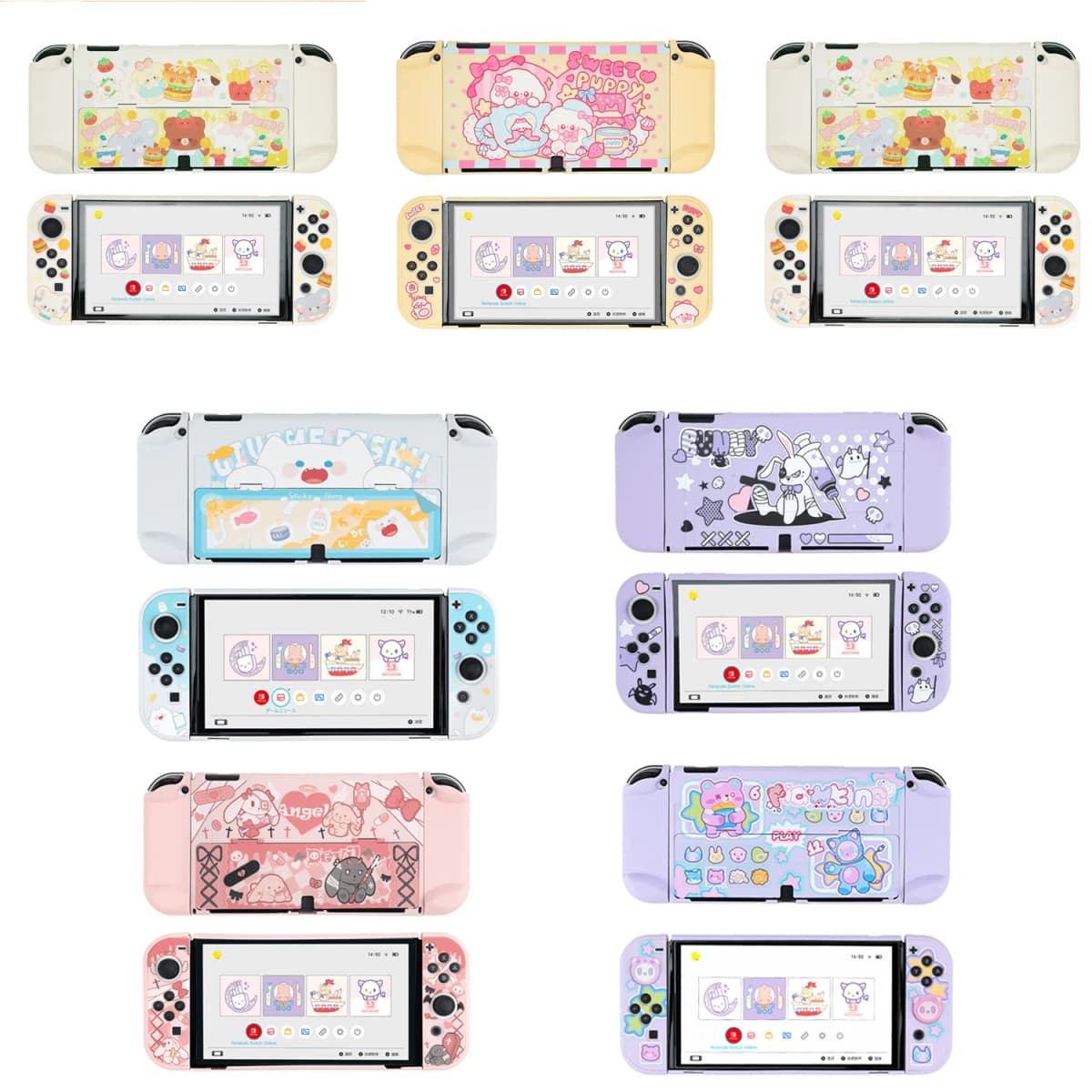 GeekShare Protective Case Kawaii Cartoon Design Split Cover Protective Shell For Switch Oled NS Console Accessories