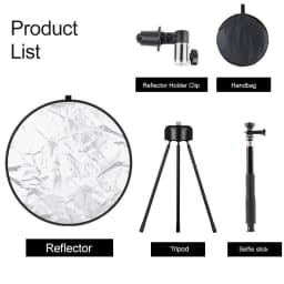 43 Inch/110cm Photography Light Reflector Collapsible Reflectors Kit With Clamp Metal Support For Photo Studio Lighting Shooting
