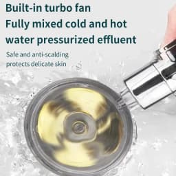 ZhangJi New Propeller Driven Shower Head with Stop Button and Cotton Filter Turbocharged High Pressure Handheld Shower Nozzle