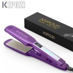 KIPOZI Professional Hair Straightener Titanium Flat Iron with Digital LCD Display Dual Voltage Instant Heating Curling Iron Gift