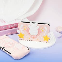 Geekshare Star Wing Pink Protective Case Storage Bag Carrying Case for Regular Switch /Switch OLED Joy Con