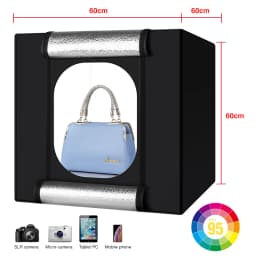 Yizhestudio 60cm Photo Studio Box Led Lightroom Dimmable Folding Softbox Light Tent with 4 Colors Backdrops for Fotografico