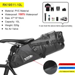 Rhinowalk Bike Bag 100% Waterproof Bicycle Saddle Bag 5L/10L/13L Reflective Foldable Tail Rear Bag MTB Cycling Trunk Pannier