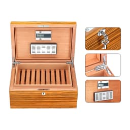 Large Capacity Humidor Cigar Box Cedar Wood Cigar Case Glossy Piano Finish Cigar Humidor Box W/ Humidifier Hygrometer