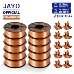 JAYO ABS/PLA META/PETG/SILK/TPU/Wood/ Rainbow/Marble 3D Printer Filament 1.75mm 10 Roll 3D Printing Materials for 3D Printer