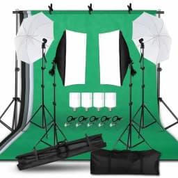 Photography Lighting Kit 2.6x3M Photo Background Muslin Backdrops & Softbox & Umbrella & Reflector& Light Stand For Photo Studio