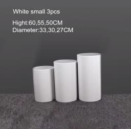 Iron Cylinder Circular Column for Wedding Decoration, Flower Stand Display, Party Cake Pedestal, White and Gold
