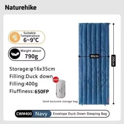 Naturehike CW280 CWM400 CW295 Sleeping Bag Winter Waterproof Goose Down Sleeping Bag Ultralight Hiking Camping Sleeping Bag