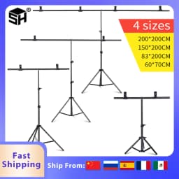 SH T-shaped Stand Backdrop Frame Aluminum Photography Photo Studio Green Background Support System for Video Chroma Key Screen