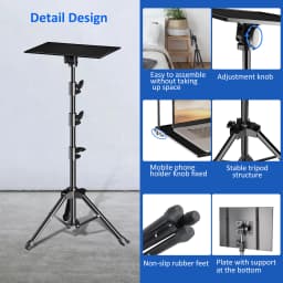 SH 90/125/145CM Projector Tripod Stand With Trays Laptop Tripod, Portable Projector Floor Stand Adjustable Height With Hose Clip