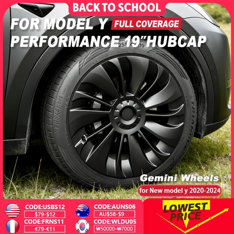 4PCS 19 Inch Wheel Cover for Tesla Model Y Performance Replacement Automobile Hubcap Full Rim Cover Car Accessories 2018-2024