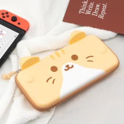GeekShare Cute Cats Ears Portable Case For Nintendo Switch And Lite Gray 3D Ears Travel Carrying Case For Nintendo Switch OLED