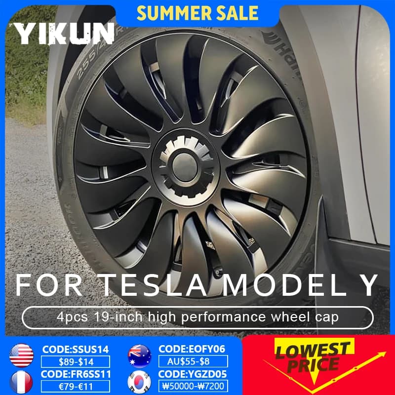 4PCS Hub Cap for Tesla Model Y 19 Inch Performance Automobile Replacemen Hubcap Full Rim Cover Car Accessories Wheel Caps 2023