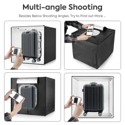 32x32Inch Photo Studio Light Box with Dimming Lights Panel Professional Background Shooting Tent with 3 Color Backdrops 80cm