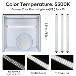 32x32Inch Photo Studio Light Box with Dimming Lights Panel Professional Background Shooting Tent with 3 Color Backdrops 80cm