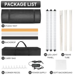 32x32Inch Photo Studio Light Box with Dimming Lights Panel Professional Background Shooting Tent with 3 Color Backdrops 80cm