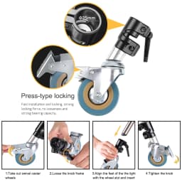 3Pcs C-Stand Swivel Caster Wheel Set,25MM Diameter For Photography Century Foldable Light Stand Tripod Magic Leg