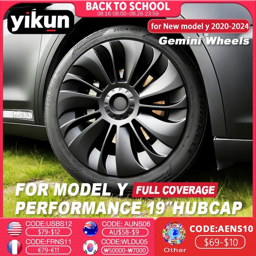 4PCS Hub Cap Car Replacement Wheel Cap 19 Inch Performance Automobile Hubcap Full Cover Accessories for Tesla Model Y 2023 2024