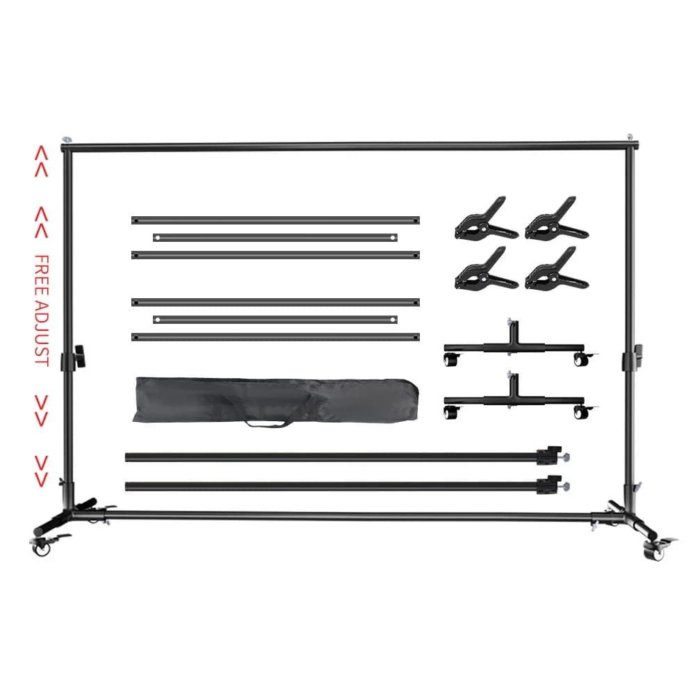 SH 2X2M / 2X3M Background Stand With 4pcs Wheels And 4pcs Fish Clips Photography Backdrop Frame Support For Photo Studio