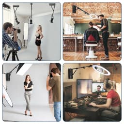 22inch Ring Light With 54/67inch Wall Mount Boom Arm Photo Studio Kit 180º Flexible 3/8" 1/4" Thread Stand And Led Fill Light