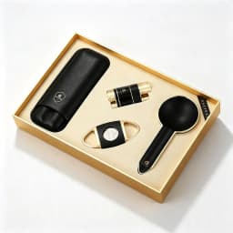 GALINER Luxury Cigar Set Accessories Metal Ashtray Cigar Lighter Butane Gas 2 Fire Lighters W/ Cutter Punch Leather Cigar Case