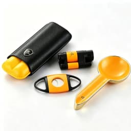 GALINER Luxury Cigar Set Accessories Metal Ashtray Cigar Lighter Butane Gas 2 Fire Lighters W/ Cutter Punch Leather Cigar Case