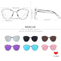 BARCUR Vintage Polarized Sunglasses Women Round Sun Glassess Ladies Cat Eye Women's Glasses