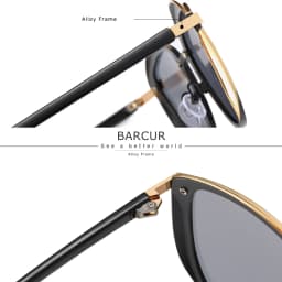 BARCUR Vintage Polarized Sunglasses Women Round Sun Glassess Ladies Cat Eye Women's Glasses