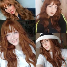 HENRY MARGU Long Wavy Brown Red Orange Wigs with Bangs Cosplay Party Heat Resistant Synthetic Hair Wigs for Black Women Afro