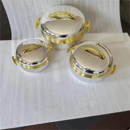 3Pcs/ Set/1/ 2/3.5 Liter Food Warmer Gilded Lunch Box Hot Pot Ramadan Event Party