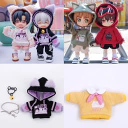 OB11 Clothes Lovely Cat's Paw Hoodie Cosplay Doll  Sweater Pants Suit for Obitsu 11,  GSC Body, Body9, 1/12bjd, YMY Doll Clothes