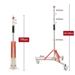 2/3m Stainless Steel Telescopic Rod, can be UIsed with 2.8m/3.2m tripod to Form Photography Frame Super Stable Loading