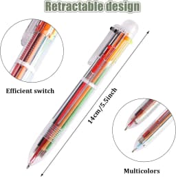 50 Pack Multicolor Ballpoint Fun Pens 0.5mm 6-in-1 Rainbow Retractable Pens Kids Office School Classroom Supplies Students Gift