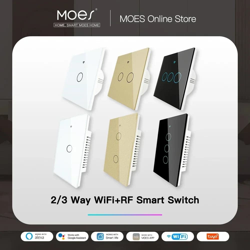 WiFi Smart Light Touch Switch No Neutral Wire Required Smart Life Tuya APP Control Alexa Google Home Compatible 1/2/3 Gang EU US